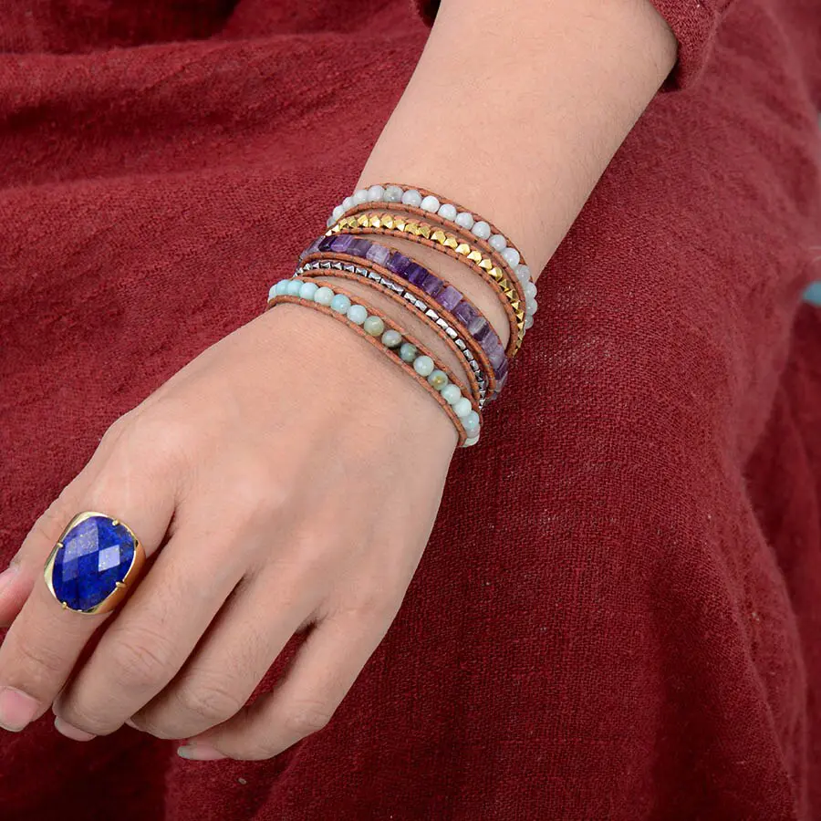 Lapis Lazuli Ring gold/Silver plated metal Adjustable Size