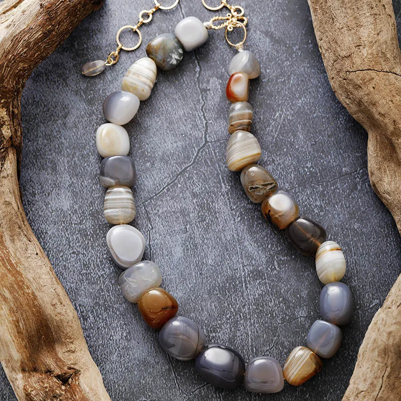 Mystic Botswana Dream Choker Necklace with Agates Crystals