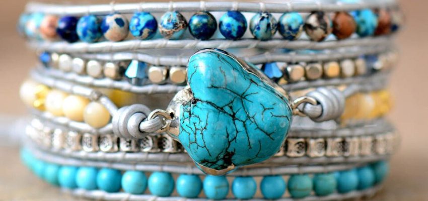 Bluebell Turquoise Wrap Bracelet-Gemstone bohemian jewelry for women