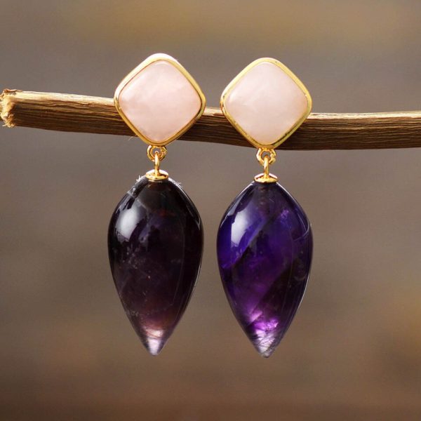 Erica Amethyst Crystal Drop Earrings