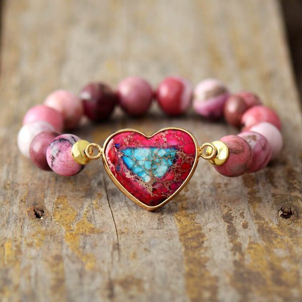 Juliette’s Heart Rhodonite Beaded Bracelet