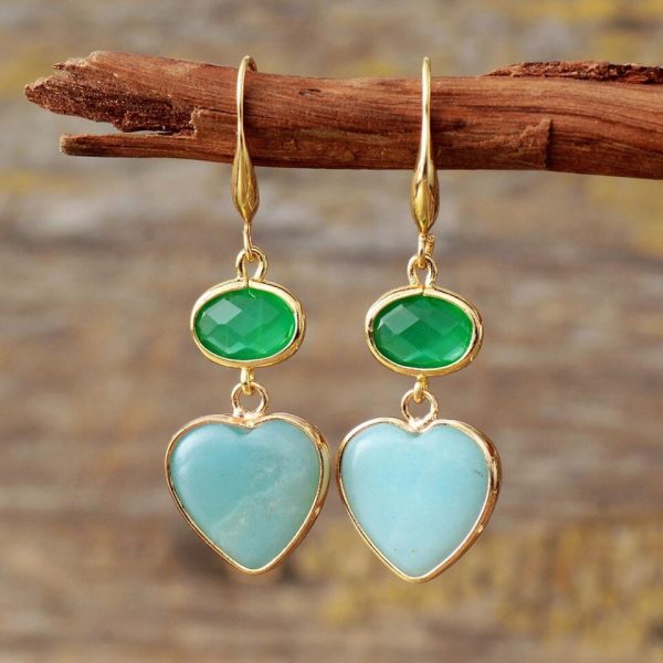 Lunar Heart Amazonite Drop Earrings