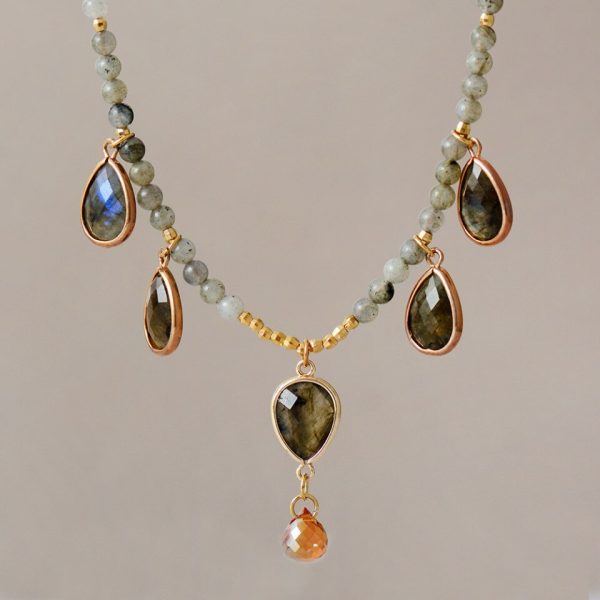 Aurora Teardrops Labradorite Necklace