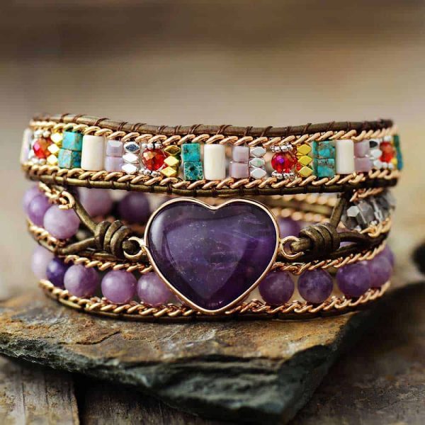 Amethyst Stone Salvia Wrap Bracelet