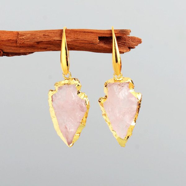 Callista Arrowhead Rose Quartz Drop Earrings