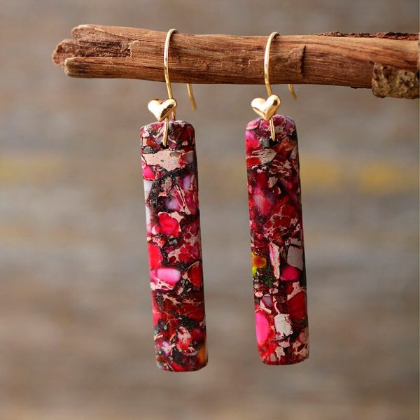 Mabel Heart Red Stone Earrings