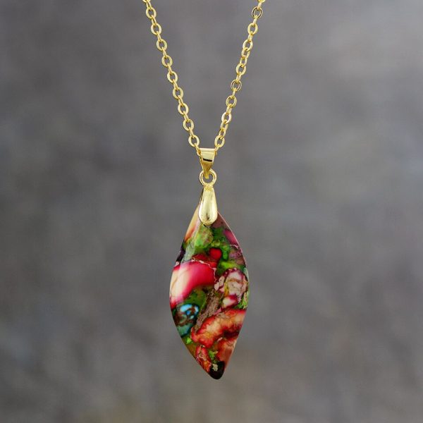 Emperor Leaf Natural Stone Pendant necklace