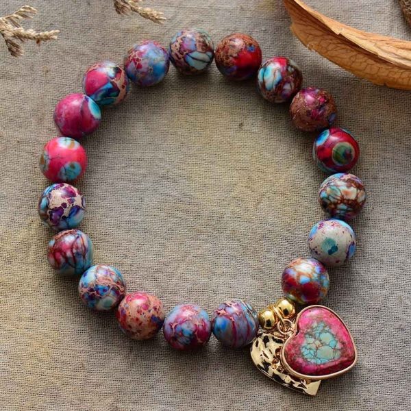 Hyacinth Heart Charm Stretchy Bracelet