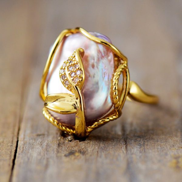 Camelia Pearl Ring Gold plated