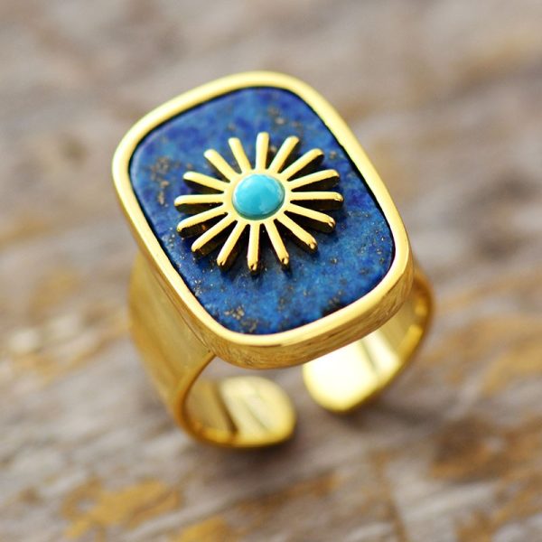 Lapis Gemstone Golden Rings