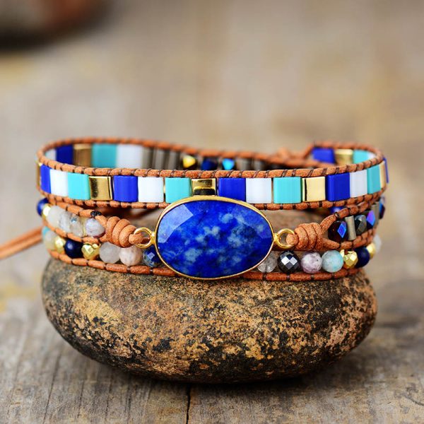 Ocean Blue Lapis Wrap Bracelet