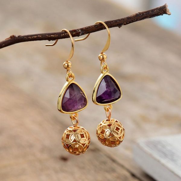 Amethysts Stone Elegant Dangle Earrings