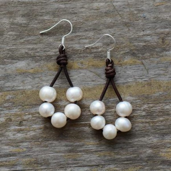 Hand Made Freshwater Pearls Drop Earrings – Wedding Elegant Designed