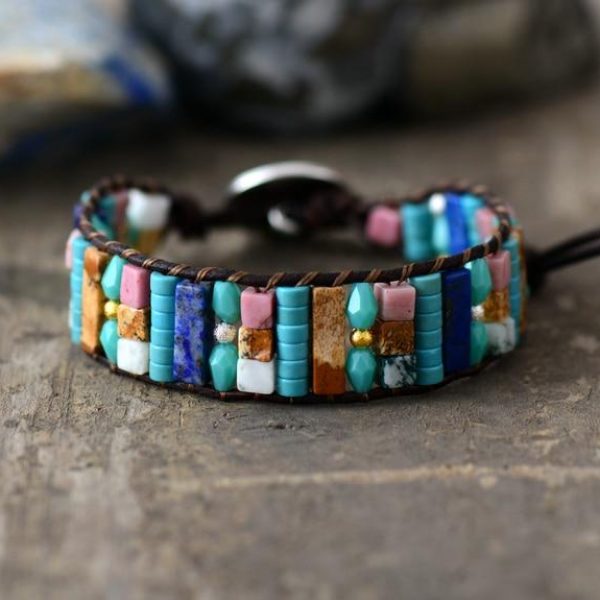 Ocean turquoise Mixed Beads – Bohemian Wrap Bracelet