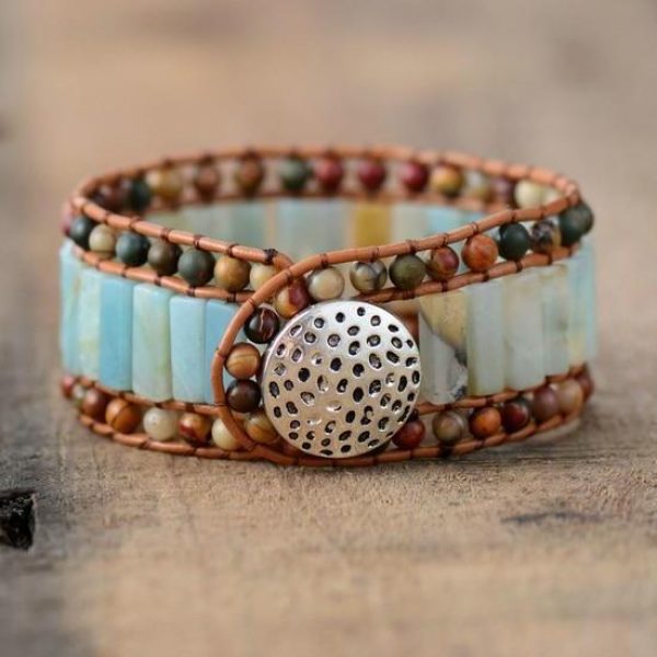 Amazonite Stones Cuff Bracelet