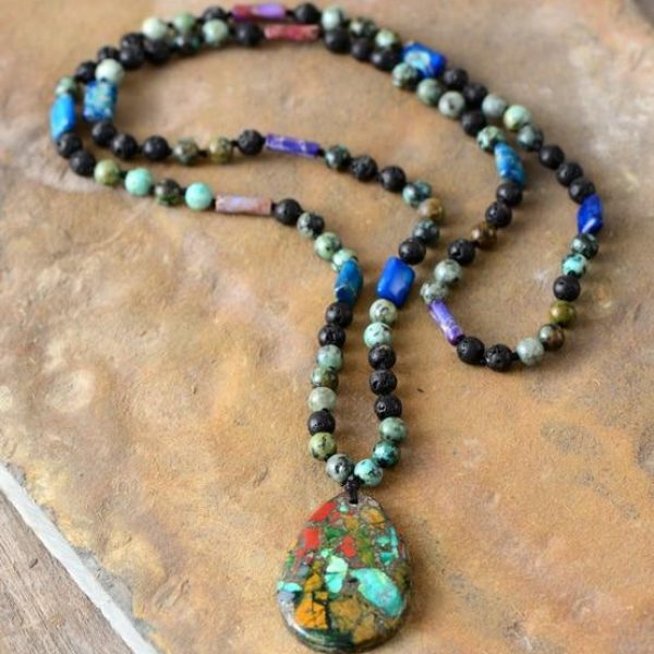 Stone Mix Teardrop Necklace