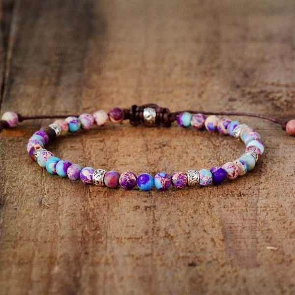 Hand Made Boho Violet Beaded Jasper Stacking Bracelet